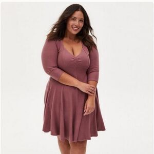 Torrid Super Soft Plush Dress Women's 2X Rose Pink Sweetheart Neckline NWT